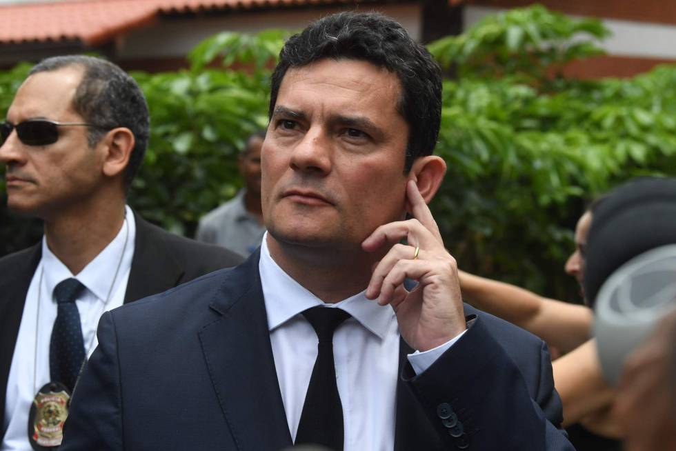 O juiz Sergio Moro, apÃ³s reuniÃ£o com Bolsonaro nesta quinta. 