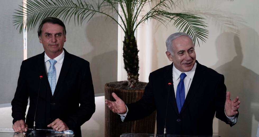 Bolsonaro e o premiê israelense Benjamin Netanyahu no Rio. 