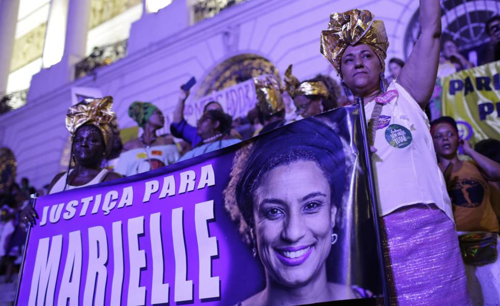Ato no Dia Internacional da Mulher pela JustiÃ§a pela morte da vereadora Marielle Franco, no Rio de Janeiro