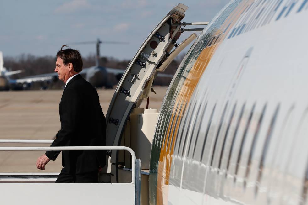 Bolsonaro em sua chegada a Washington para visitar Donald Trump