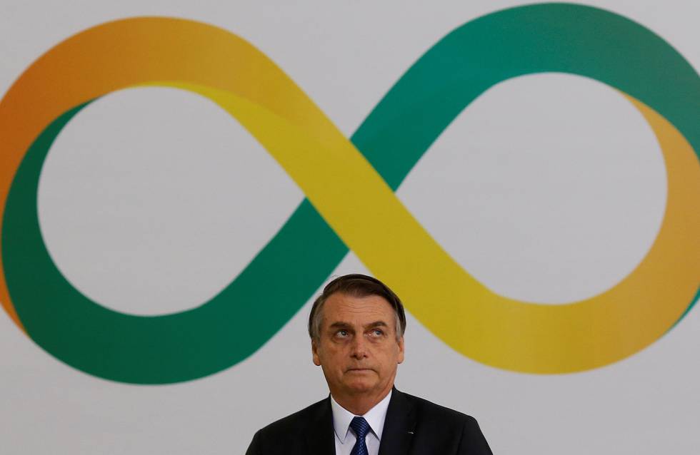 Bolsonaro, durante a cerimÃ´nia que marcou os 100 dias de seu governo.