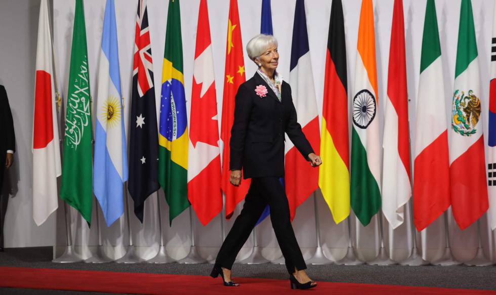 Christine Lagarde ao chegar Ã  cÃºpula do G-20 em Osaka.