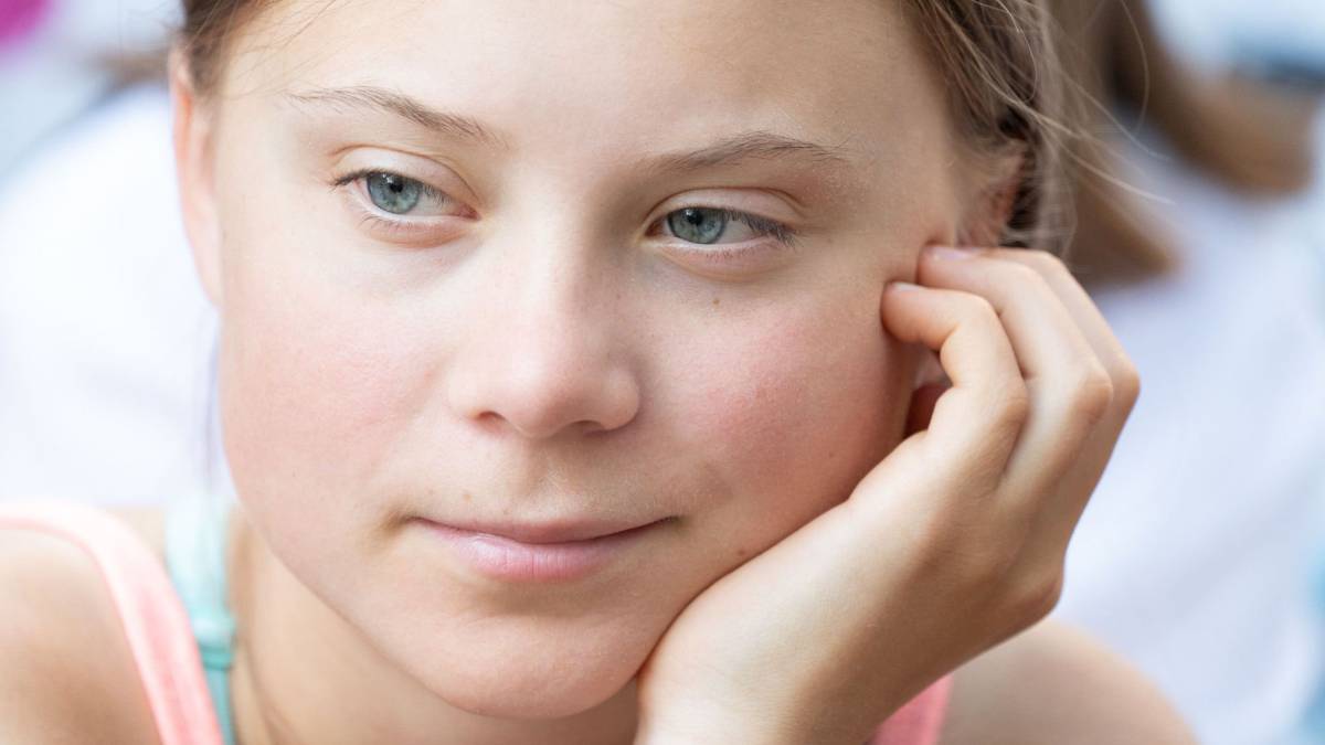 Great Thunberg em protesto perto da ONU em 30 de agosto.