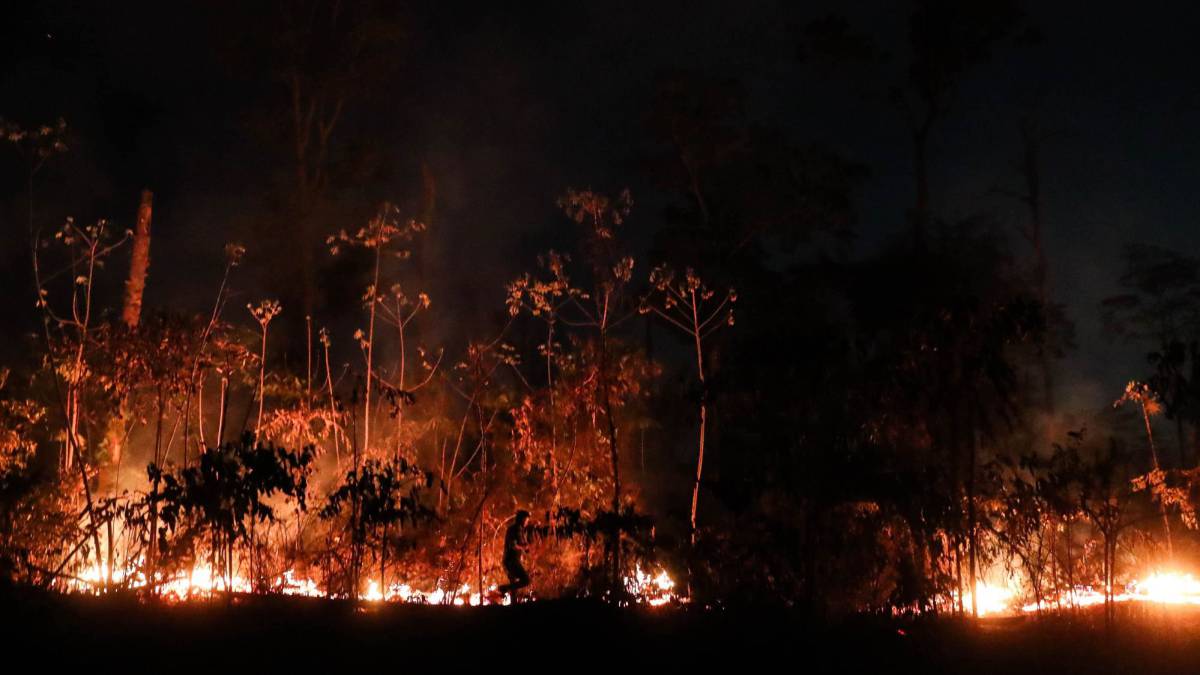 Un incendio en la Amazonia.