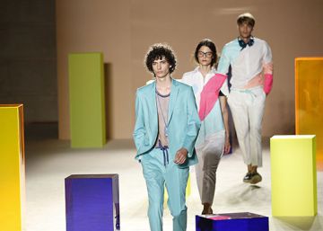 Models de Antoni Miró durante la sesión de este jueves al 080.