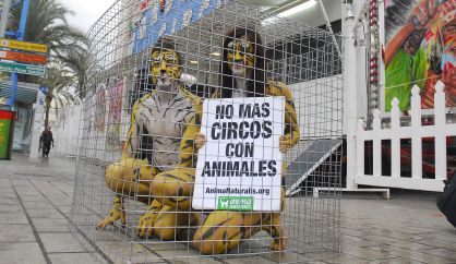 Protesta de activistas contra los circos en 2009.
