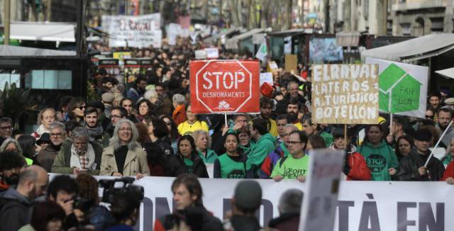 Protesta en la Rambla de Barcelona.