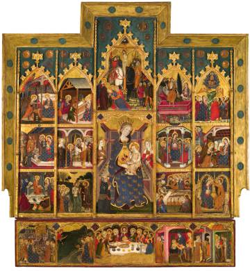 Retablo de la Virgen (1363-1365), proveniente del Monasterio de Sijena y firmado por Pere Serra.