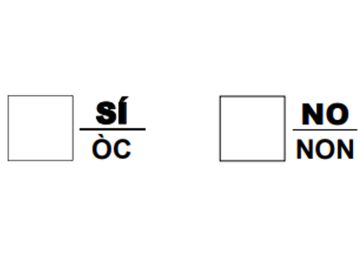 Así es la papeleta que la Generalitat propone para el referéndum de Cataluña