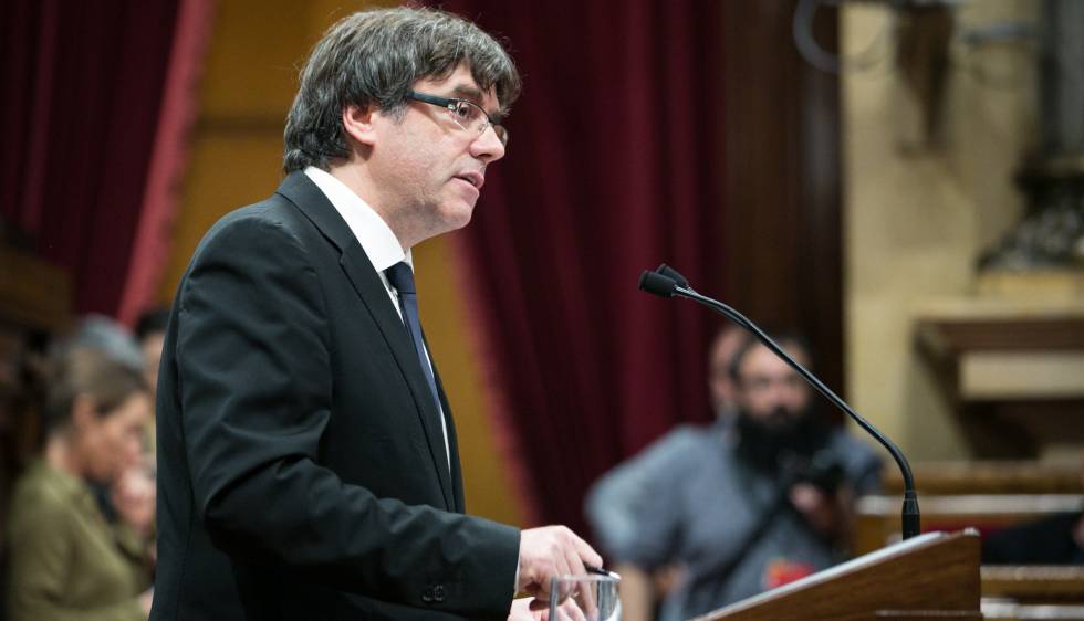 Carles Puigdemont, este martes, en su comparecencia ante el Parlament.