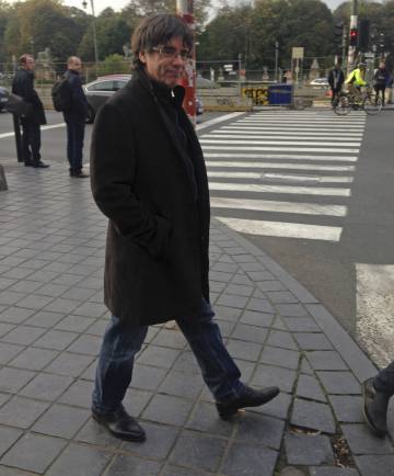 Former Catalan regional premier Carles Puigdemont on Wednesday in Brussels after his press conference.