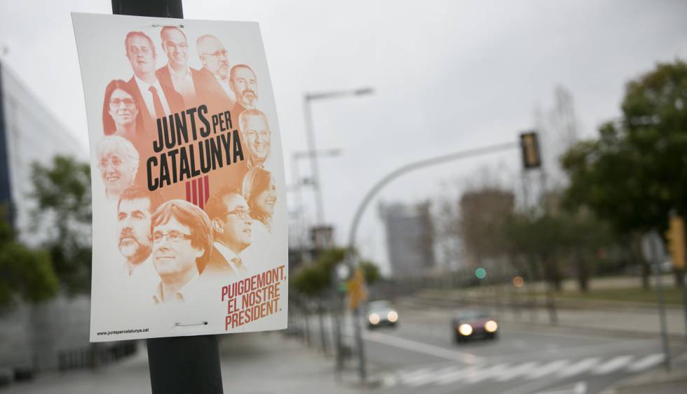 Cartel electoral de Junts per Catalunya en L'Hospitalet de Llobregat.