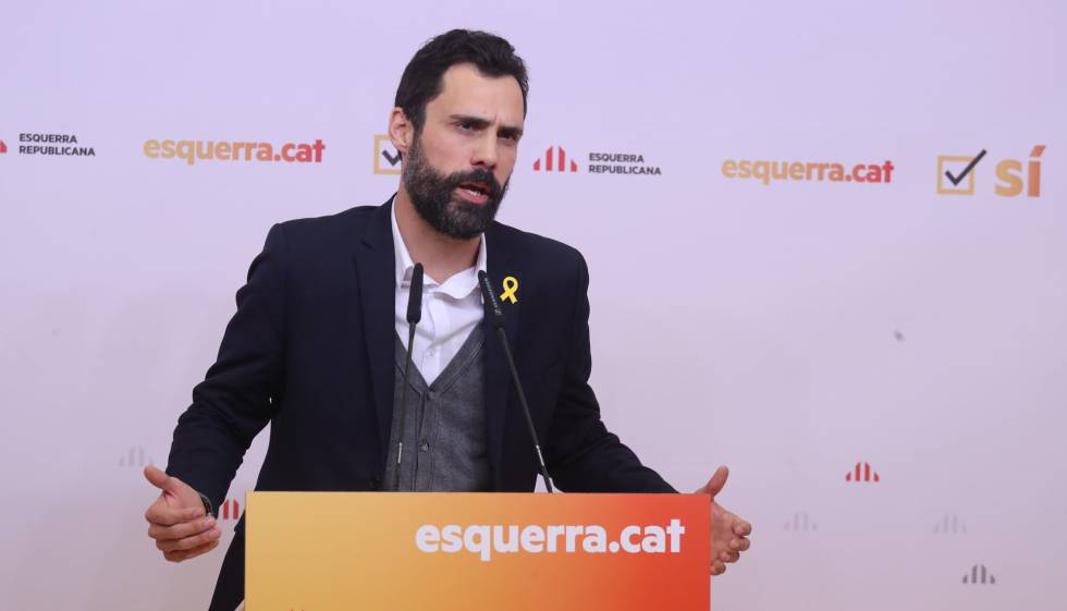 Roger Torrent, en una rueda de prensa de Esquerra.