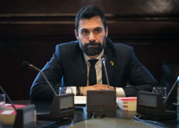 El president del Parlament, Roger Torrent, en la reunió de la taula.