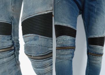 A la izquierda de la imagen vaqueros originales diseñados por Amiri y a la derecha los elaborados por Zara USA.