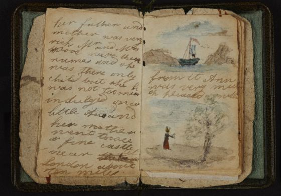 Manuscrito del relato corto ilustrado que Charlotte Brontë hizo en 1826 para su hermana pequeña Anne.