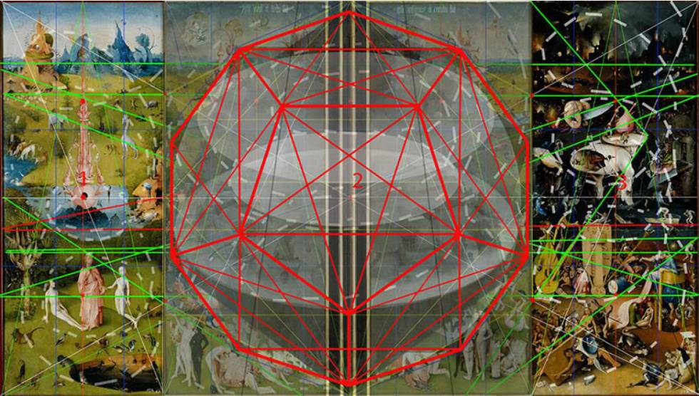 Interpretación geométrica de Ballester de la obra 'El jardín de las delicias'.