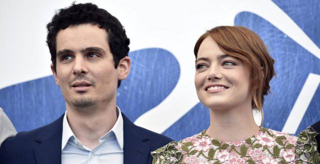 Emma Stone y el director Damien Chazelle.