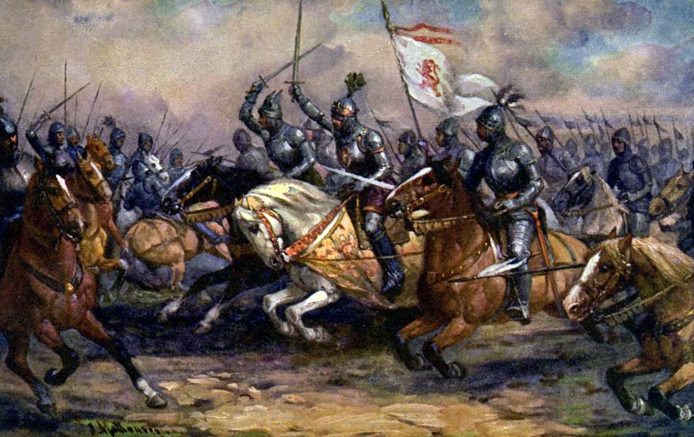 El rey Juan I de Bohemia, en la batalla de Crécy de la guerra de los Cien Años.