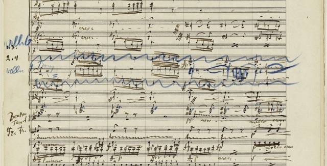 Parte del manuscrito de la 'Segunda Sinfonía' de Mahler.
