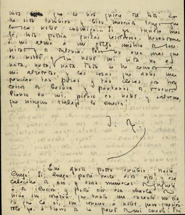 Carta del poeta a su esposa escrita por las dos caras.