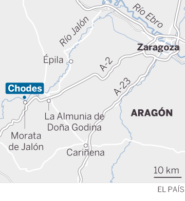 Mapa de localización de Chodes, Zaragoza