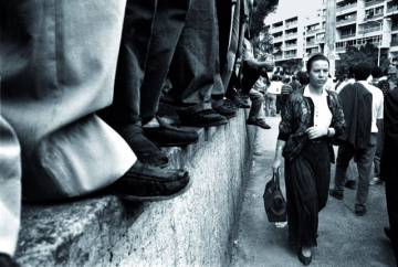Demonstration for the liberation of singer Matoub Lounes, Tizi-Ouzou, Kabylia, Algeria, October 1994.