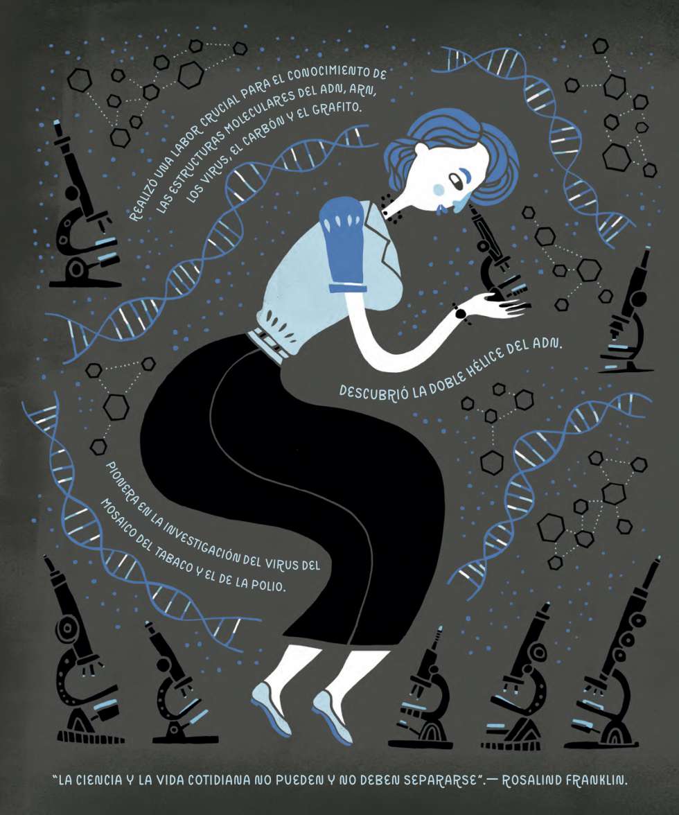 Rosalind Franklin, dibujada por Rachel Ignotofsky. 