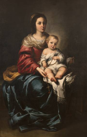 'Virgen del Rosario con el niño Jesús', atribuída a Murillo.