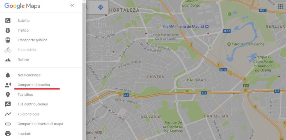 Google Maps permite compartir tu ubicación