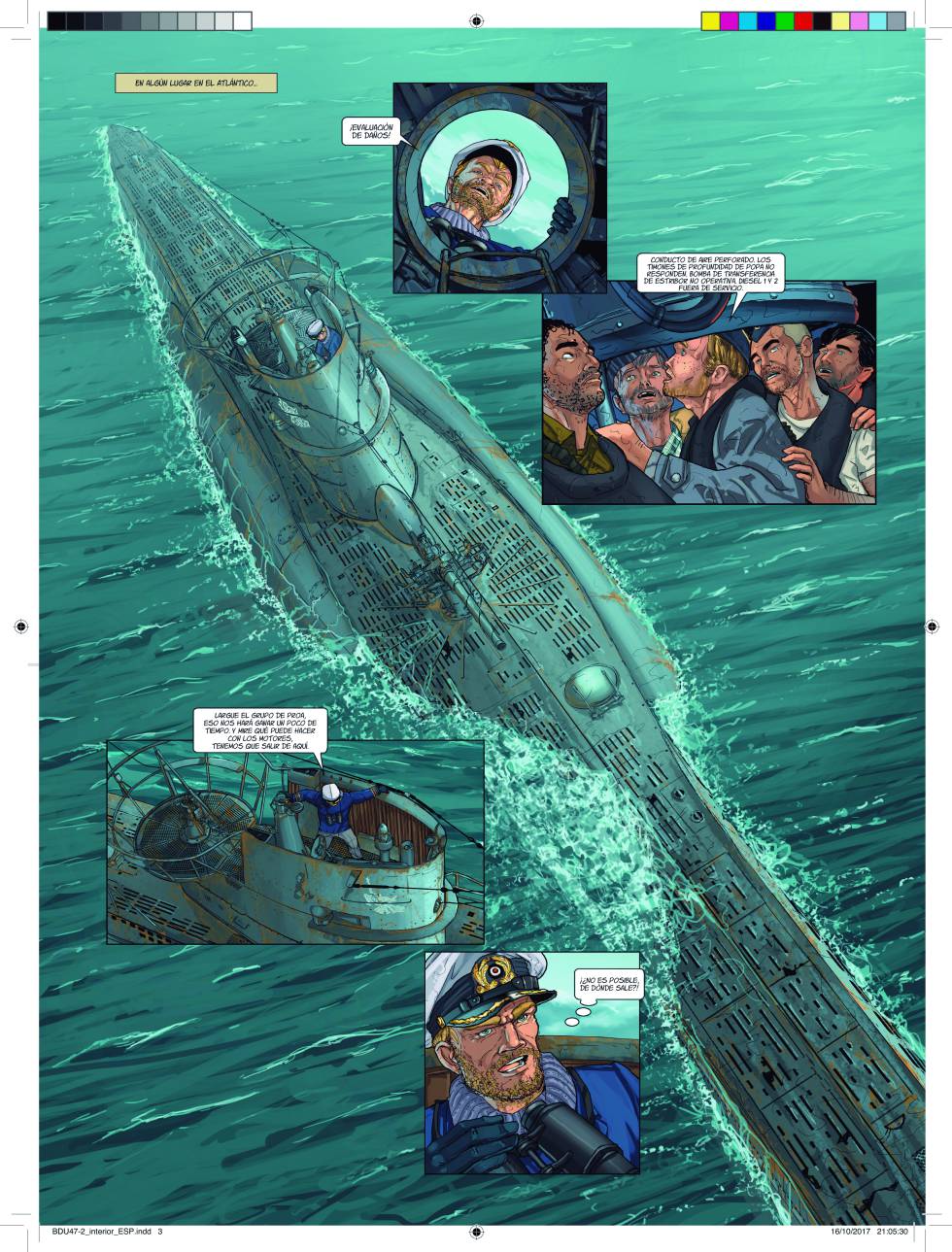 Página de 'U-47', con dibujo de Gerardo Balsa.