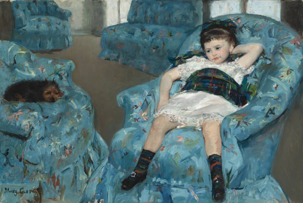 Niña en un sillón azul, óleo de 1878. Collection of Mr. and Mrs. Paul Mellonrn rn 