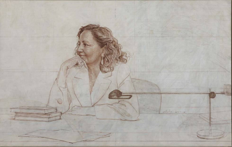 Isabel Polanco en un retrato del pintor HernÃ¡n CortÃ©s. 