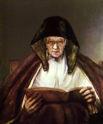 'Mujer mayor leyendo'. Rembrandt van Rijn. 1655.