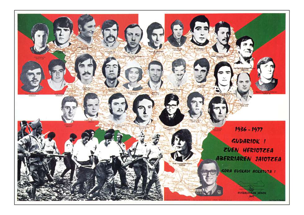 Cartel propagandÃ­stico de 1977, con fotos de los miembros de ETA muertos.
