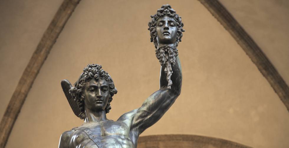 Estatua de Perseo con la cabeza de Medusa en Florencia.Â 
