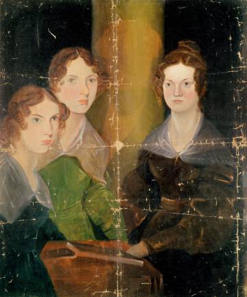 Retrato de las tres hermanas Brontë (Emily en el centro) realizado por su hermano, Branwell.