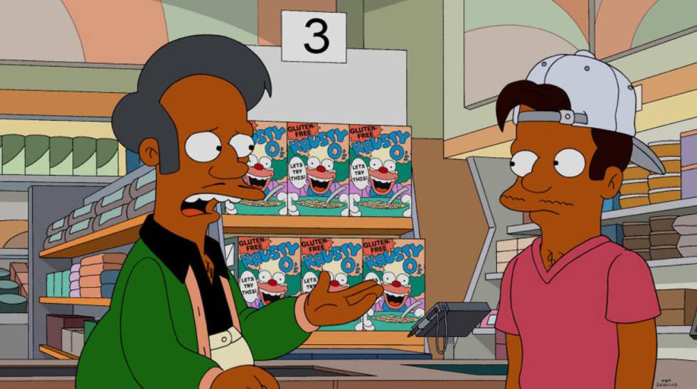 Apu (à esquerda), personagem de ‘Os Simpsons’