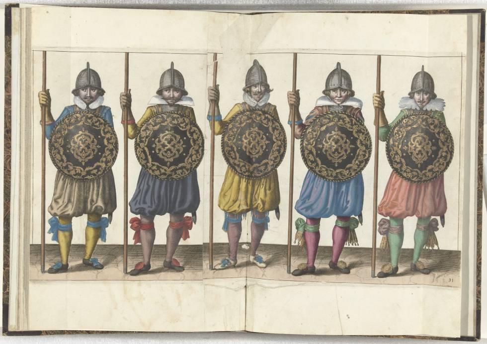 'Prácticas con escudo y lanza' (1618), de Adam van Breen.