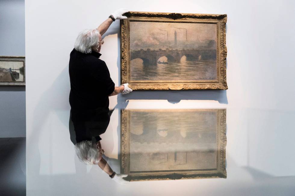 Imagen del cuadro 'El puente de Waterloo' de Claude Monet en la sala de la exposiciÃ³n de las obras de Cornelius Gurlitt en Berna el pasado abril. 