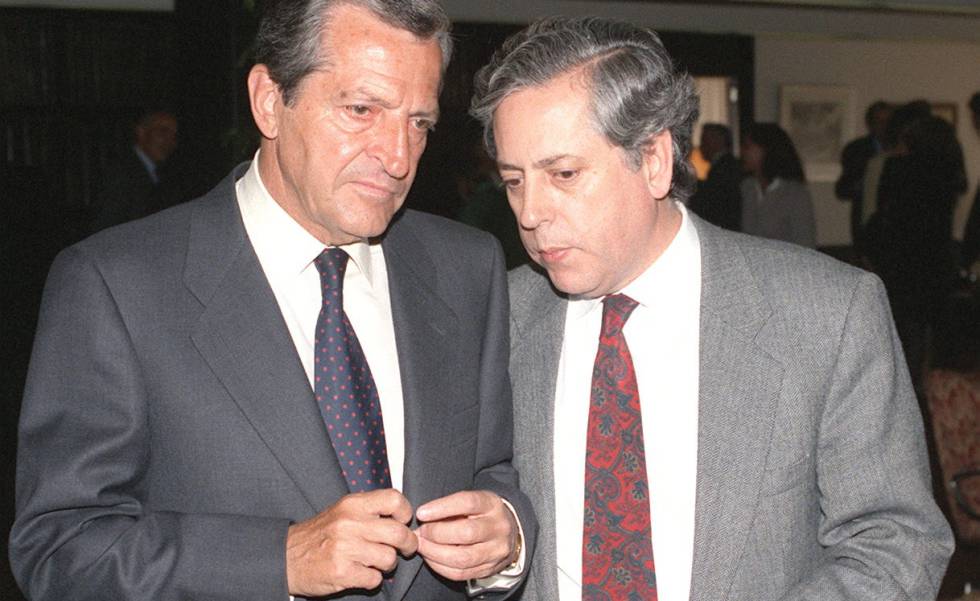 Adolfo SuÃ¡rez y Miguel Ãngel Aguilar, en 1995.
