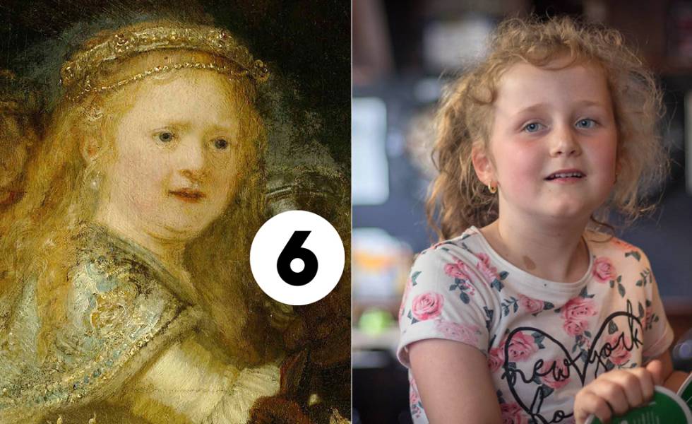 A la derecha, Lizzy-Ann, de ocho aÃ±os, doble de la que en el cuadro asoma con un arcabuz en la mano.