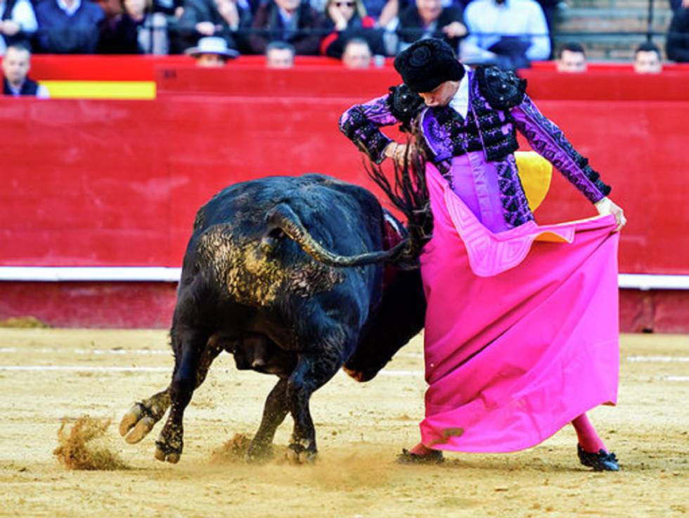 Roca Rey, en una chicuelina a uno de sus toros.