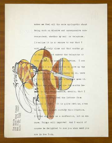 Carta de Tom Wolfe, con un dibujo.