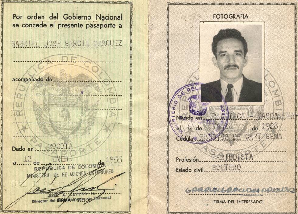 Pasaporte de García Márquez de 1955.