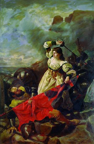 'María Pita cargando contra los ingleses' de Arturo Fernández Pita (1889).