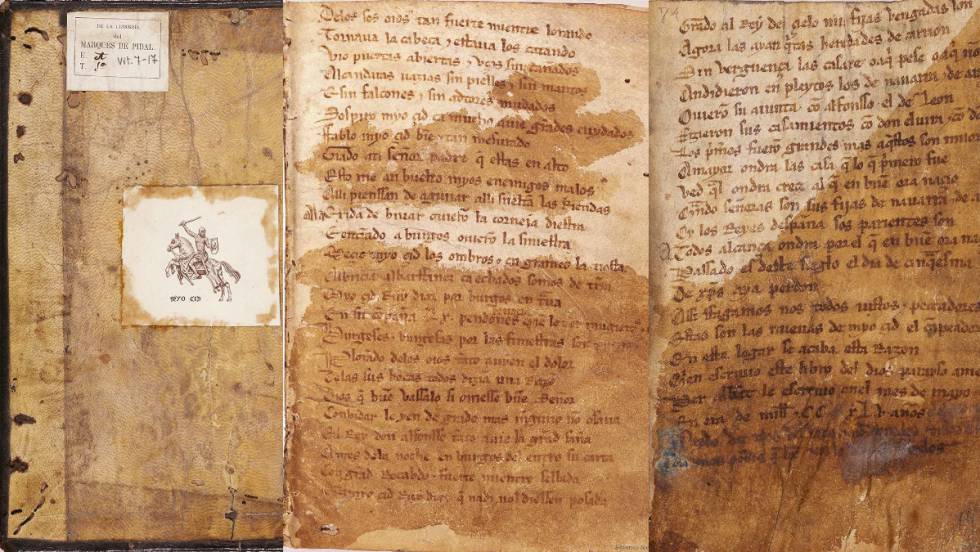 Páginas del códice del 'Cantar de Mío Cid', del siglo XIV.
