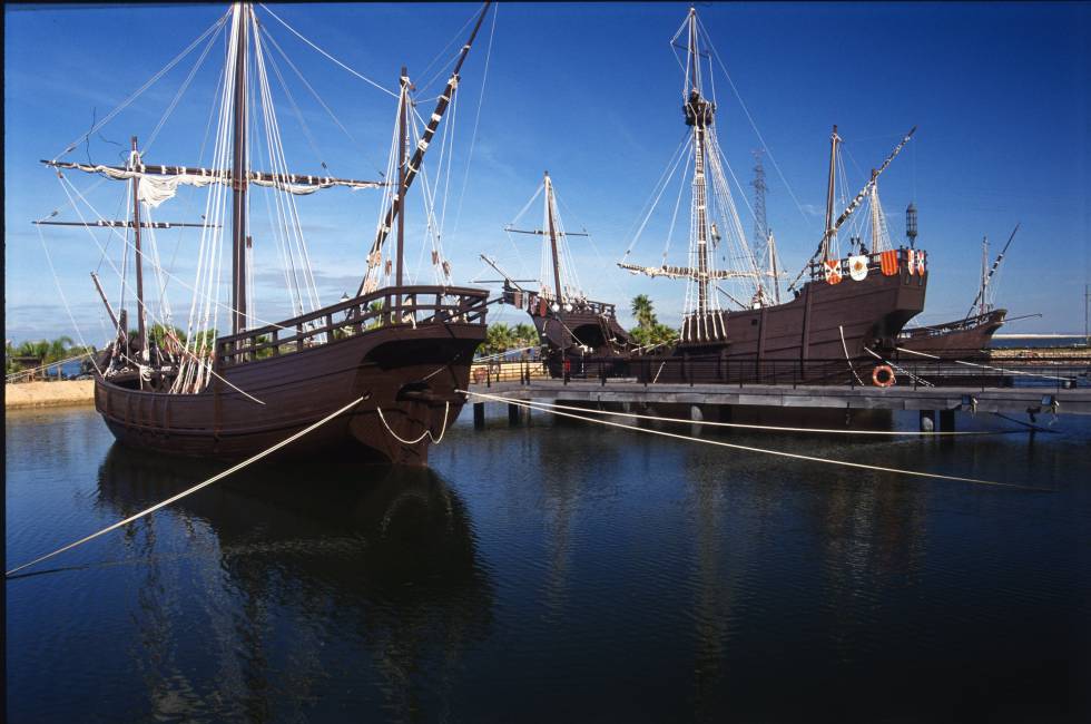 Réplica de las carabelas de Cristóbal Colón, en La Rábida, Palos de la Frontera (Huelva).  rn 