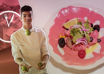 Ceviche de corvina con frutos rojos y leche de tigre