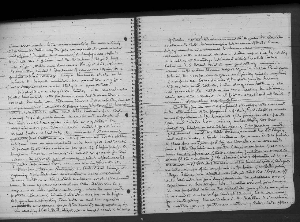 Notas de Albert Reynolds Morse sobre su relación con Dalí.